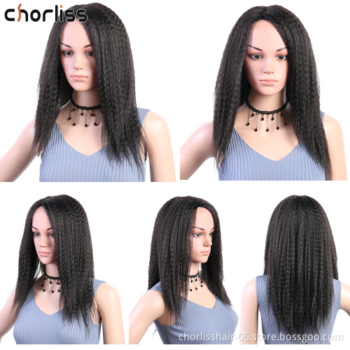 Origin Direct Wholesale Hot Selling Black Yaki Kinky  Afro Wig For Black Women Cheap Synthetic Hair Wigs Women's Wigs